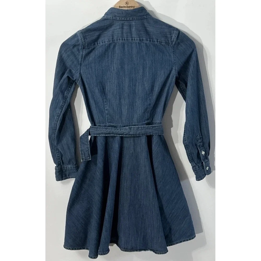 Girls Polo Ralph Lauren Denim Belted Shirt Dress Size 12 Size Western
